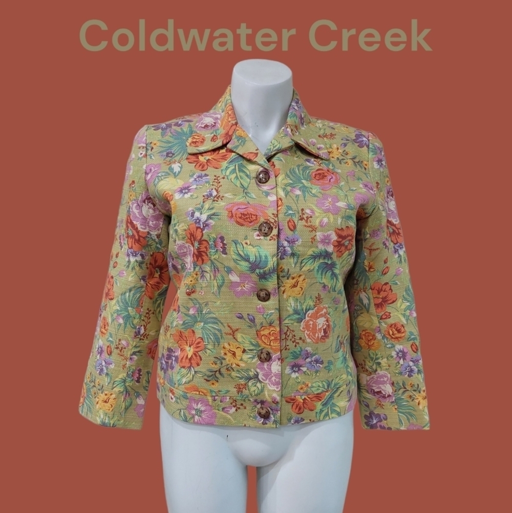 Coldwater Fall Floral Blazer Women's Sz M Floral Tweed Jacket
